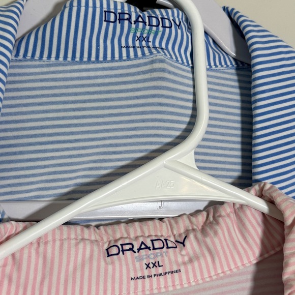 2 B Draddy Men's XXL Blue/White Pink/White Striped Soft Golf Polo Casual Outdoor - Picture 4 of 10